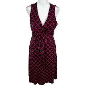 41 Hawthorn Stitch Fix Sleeveless V-Neck Dress Pink Blue Medium Business Casual